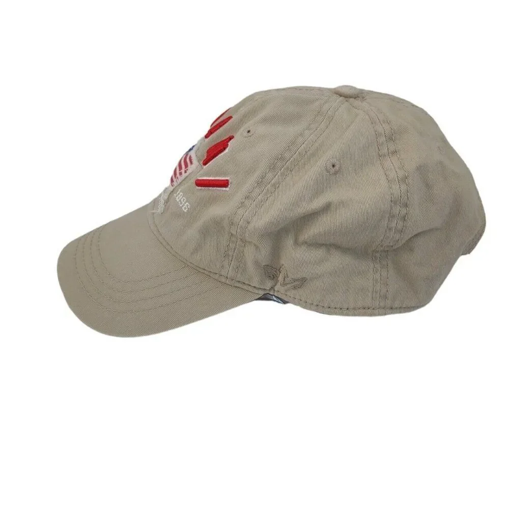 Miami South Beach American Flag Baseball Hat Embroidered Adjustable Khaki RARE!!
